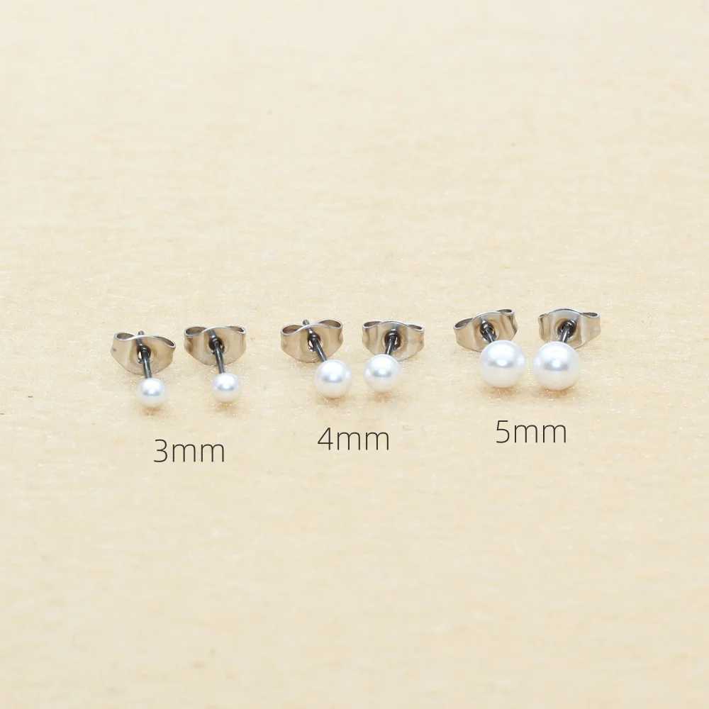 Titanium needle with ABS white pearl earrings no fading no allergies suitable for both men and women W241023
