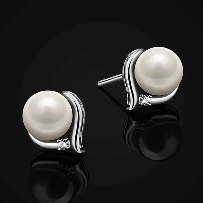 Huitan Chic Imitation Pearl Stud Earrings for Women Trendy Elegant Wedding Party Jewelry Simple Stylish Ear Accessory Lady GiftX241023