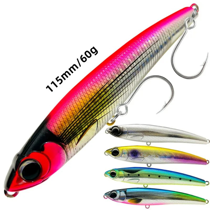 110mm 60g Sinking Pencil Fishing Lure Big Game Artificial Hard Bait 5X Hook for GT Tuna Sea Lures 241024