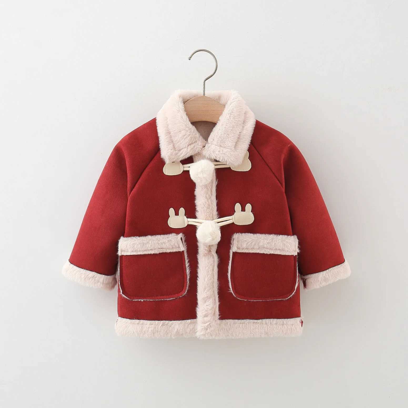 New winter Christmas Par baby womens coat thick fur and warm childrens long sleeved clothes (9 months -3 years old) W241023
