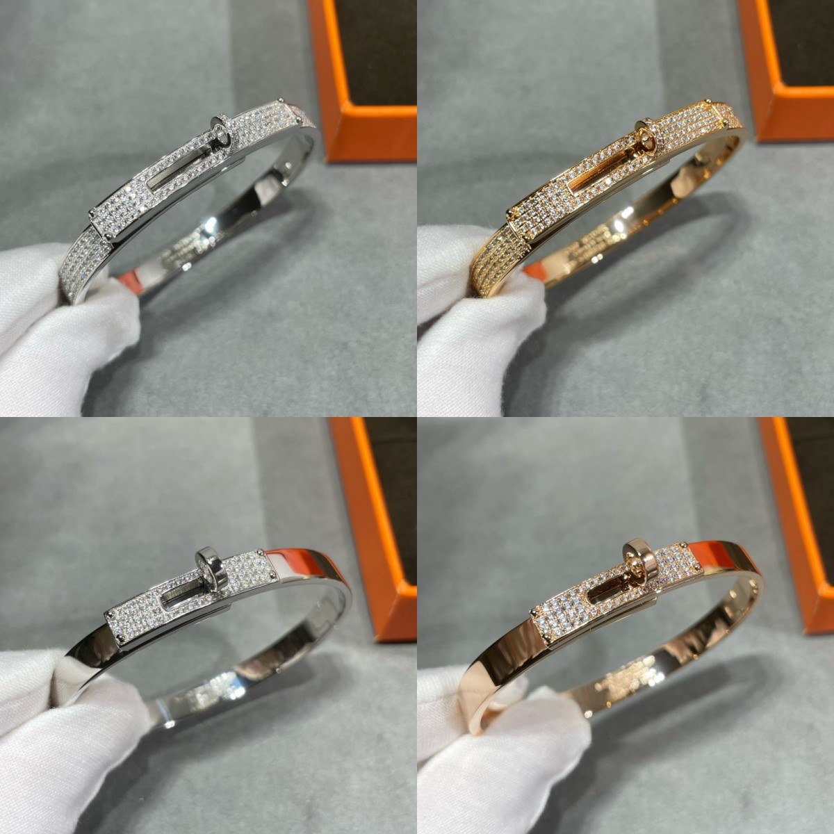 High version designer bracelet 18K rose gold bracelet designer full diamond bracelet button rotating button bracelet light luxury designer jewelry