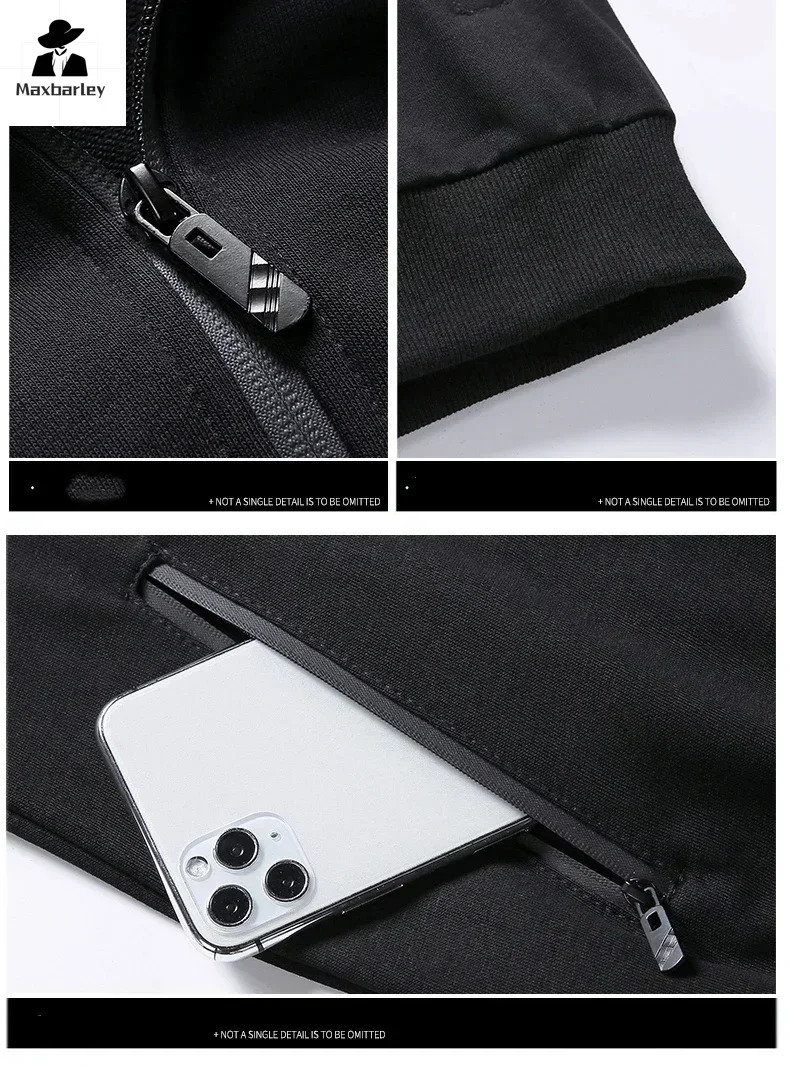 Spring/Autumn Sportswear Mens Sweatpants Set Two piece Black Sportswear Hip Hop Street Clothing Running Sportswear 241024