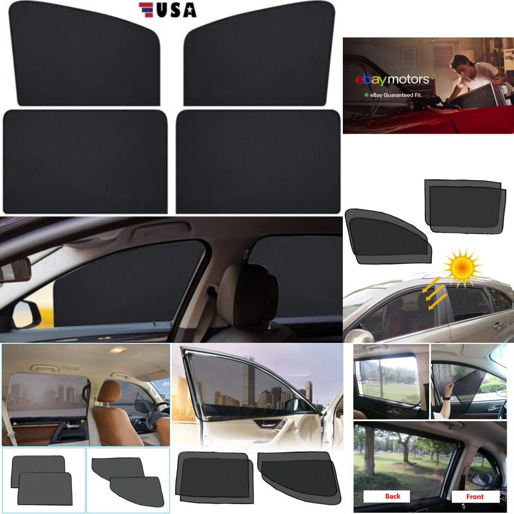 New 4 Magnetic Car Side Front Rear Window Sun Shade Curtains Cover UV Shield USA