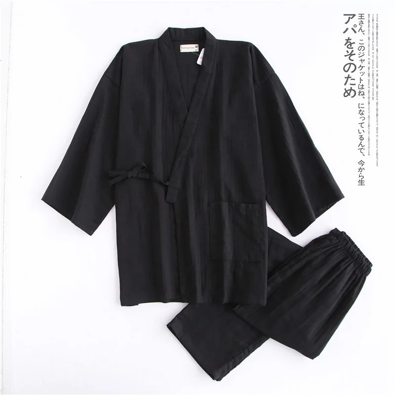 Japanese kimono open top pants 2-piece set mens sleepwear cotton comfortable home set sleepwear daily casual wear 241023