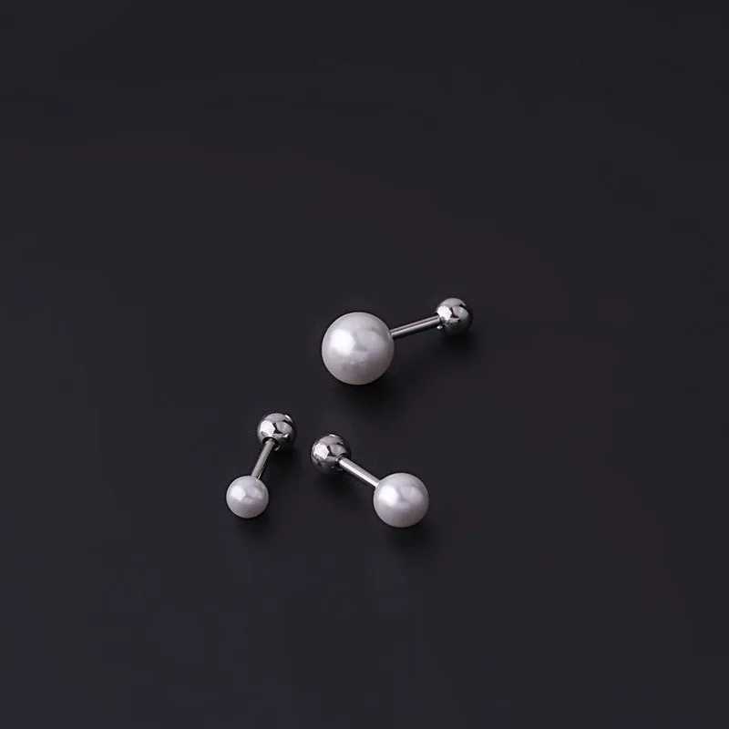 1 piece of 4/5/7mm imitation pearl earring 20G stainless steel earring joint screw stud perforated jewelry W241023