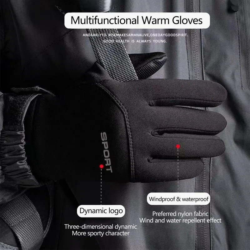 Winter Warm Fleece Gloves Waterproof Windproof Thermal Touch Screen Cold Weather Outdoor Running Sports Hiking Ski 241024
