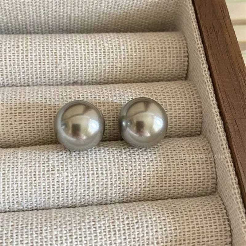 New French Minimalist Grey Imitation Pearl Stud Earrings 2023 Fashion Jewelry Daily Wear Accessories for Girls Womens PartyX241023