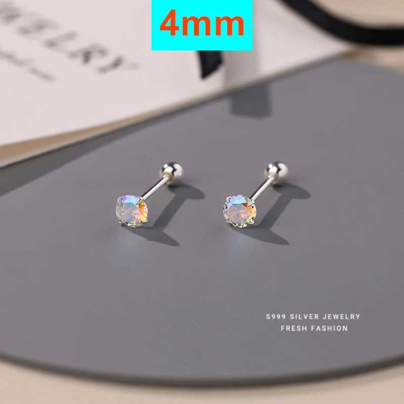 SOFTPIG Real 925 Sterling Silver 3/4/5MM Illusionary Round Zircon Bead Mini Stud Earrings for Women Fine Jewelry AccessoriesX241023