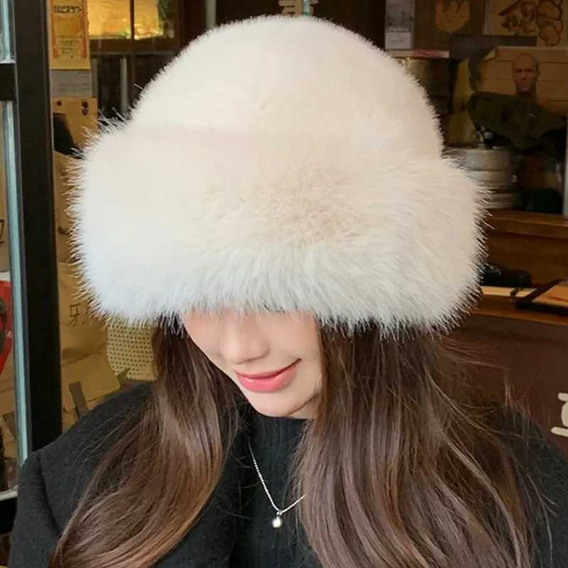 Winter plush fishermans hat used for warm and fluffy fur ear protection windproof and warm equipment fashionable Fem Panama Basin hat X2410234