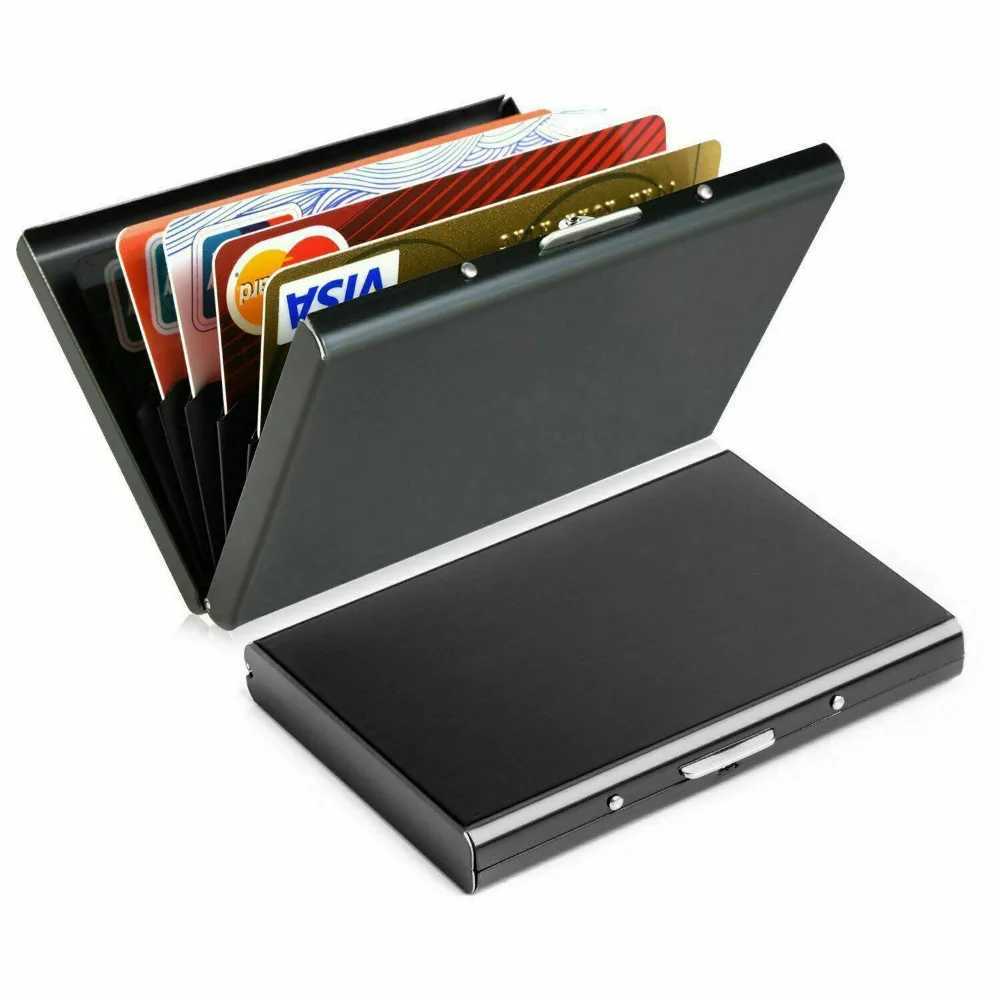 1pc card holder mens RFID blocking aluminum metal ultra-thin wallet anti scan card holder thin shell small mens wallet Z250411