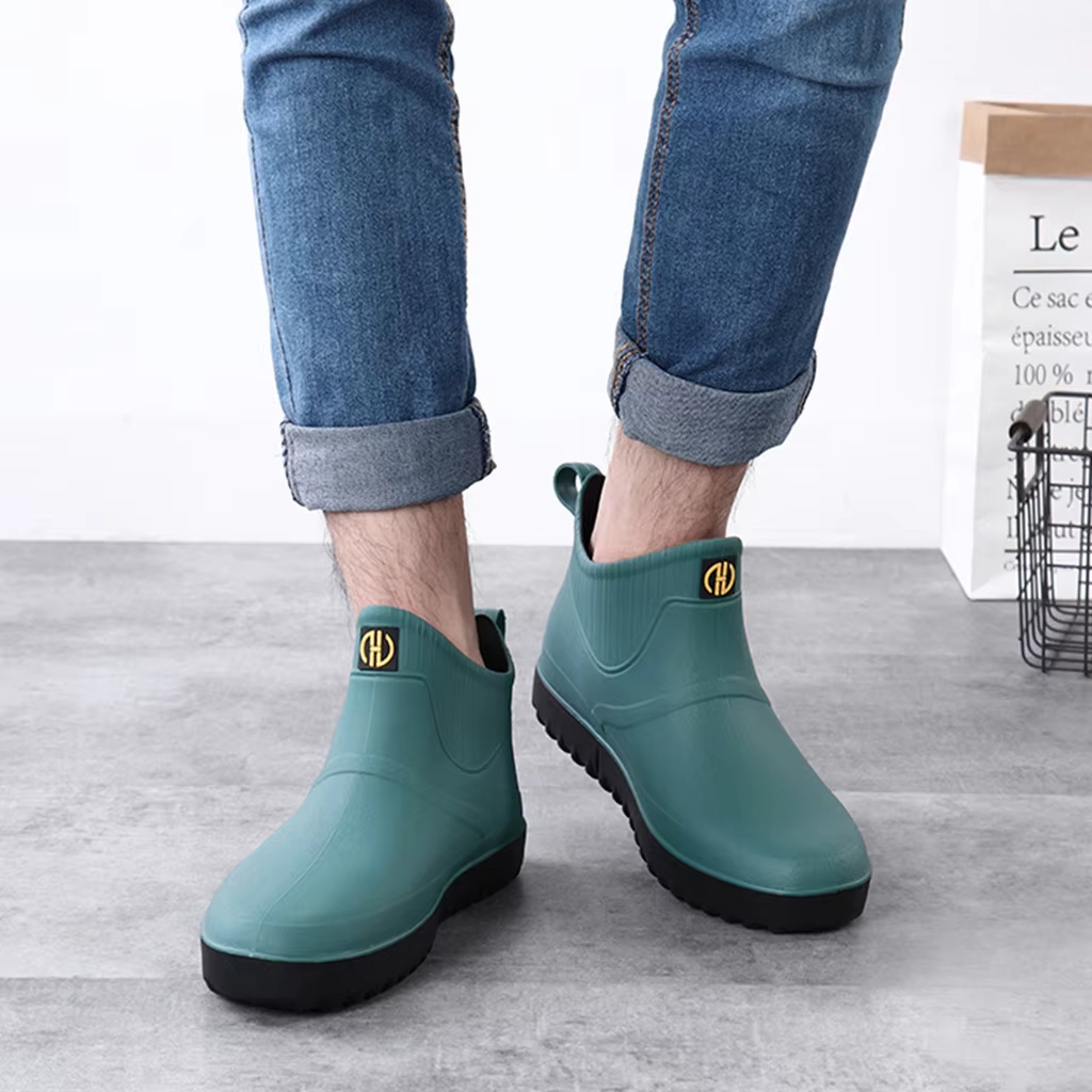Women Low Rain Sole Galoshes Fishing Short Gumboots Rubber Rainboots Man Garden Boots Booties