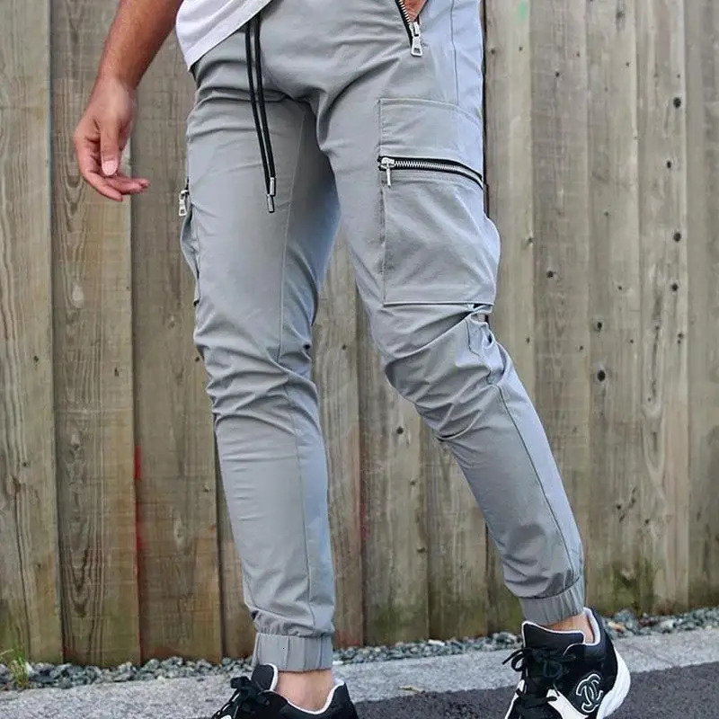 S-3XL Mens Running Pants for Spring and Autumn Casual Multi Pocket Drawstring Elastic Waist Ultra Thin Long Distance Cargo 241023
