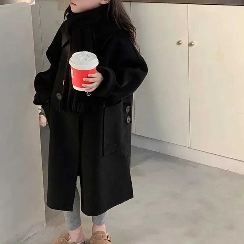 Womens wool coat jacket windproof jacket 2023 charming warm thick winter cotton youth jacket childrens clothing W241023
