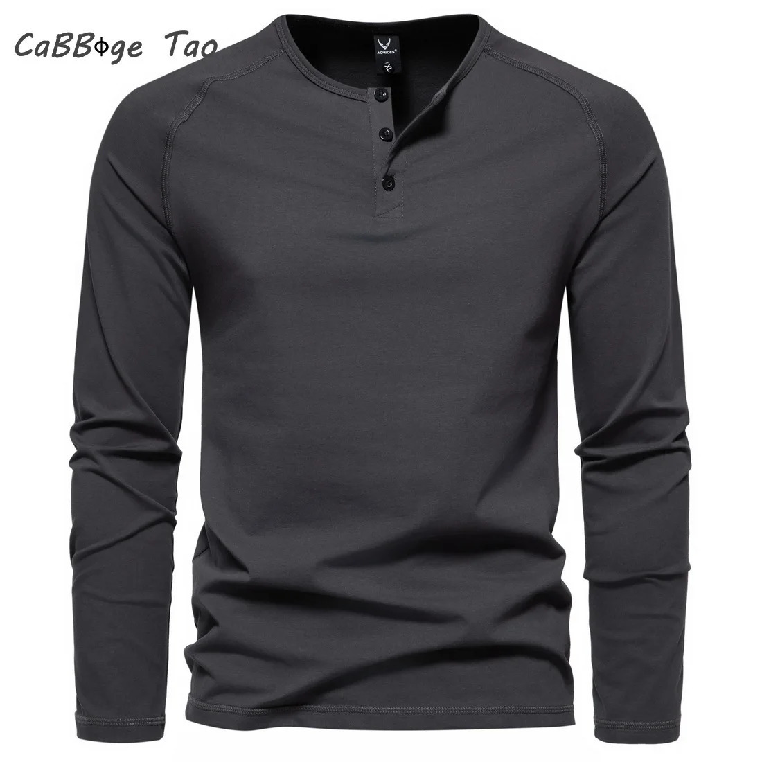 Henry collar long sleeved casual slim fit solid color bottom shirt comfortable and refreshing 241024
