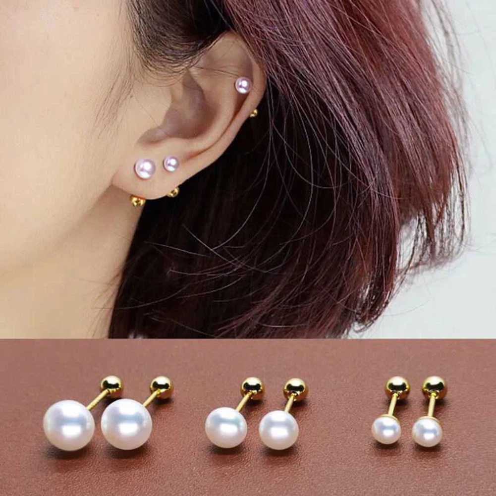 1Pcs Rod 3/4/5/6/7mm White Round Pearl Ear Ring Stud Stainless Steel Helix Piercing Tragus Conch Piercing Cartilage EarringsX241023