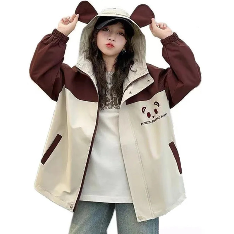 Cute and stylish childrens panda jacket suitable for girls clothing autumn jacket suitable for baby girls jackets panda hooded sweatshirt with 241024