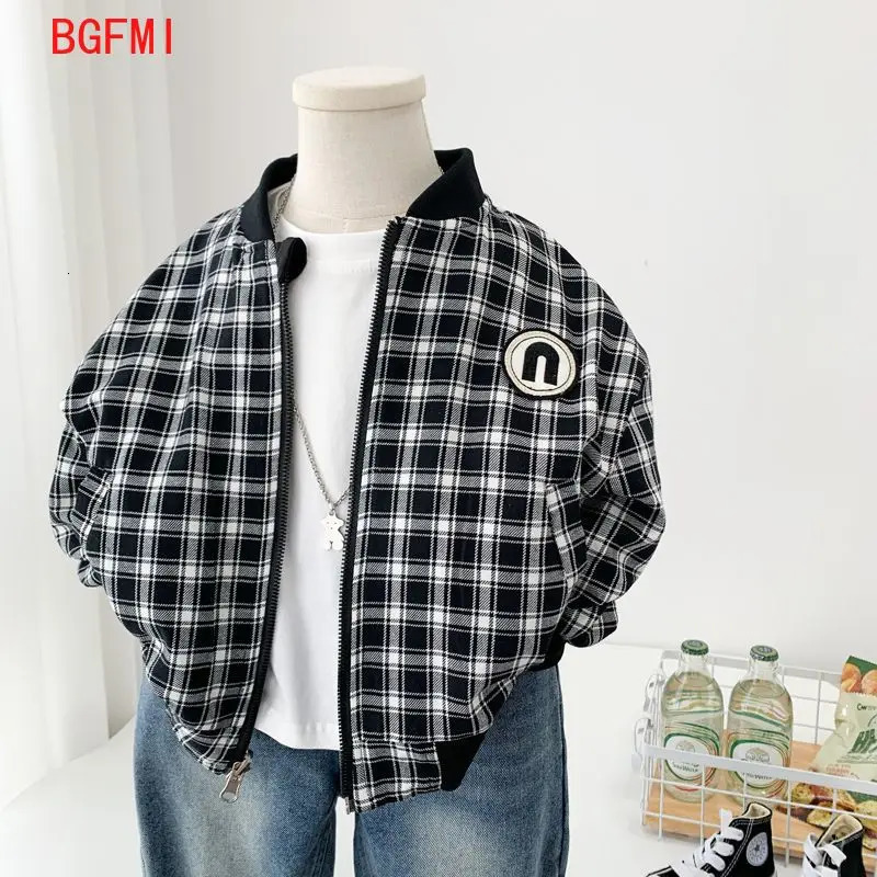Boys Double sided Baseball Jacket for Spring and Autumn Wear Childrens Casual Handsome Double sided Jacket 241024