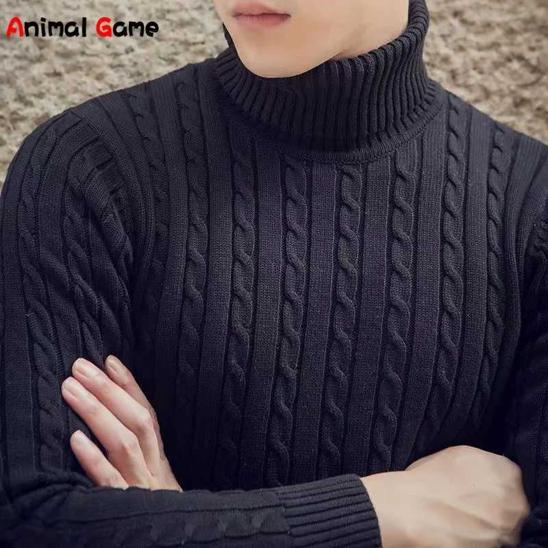 Winter Men Pullover Top Turtleneck Long Sleeve Thick Warm Sweater Slim Pullover Casual Knitwear Elasticity Knitwear Men Clothing LX241024