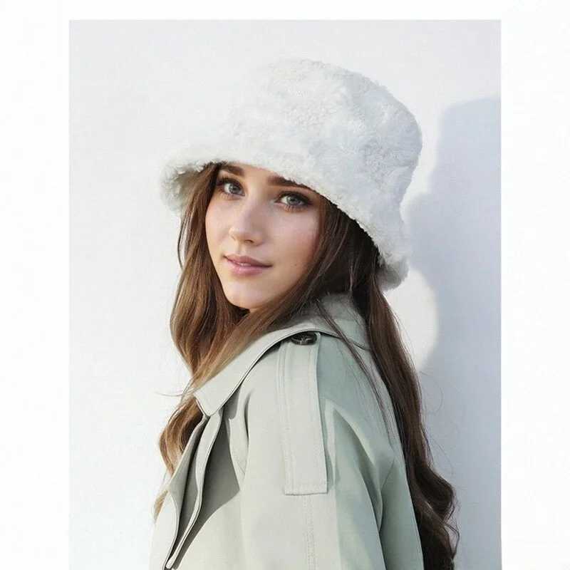 Winter Rhbus grid fisherman hat Japanese Berber wool bucket hat thick design keeps warm X241023