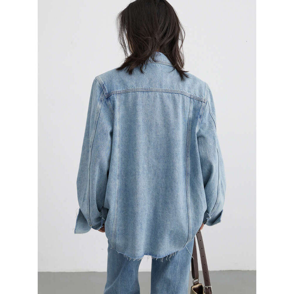 CHIC VEN Women Coat Loose Streetwear New Wide Shoulder Raw Edge Female Denim Jackets Woman Clothing Spring Autumn 2023