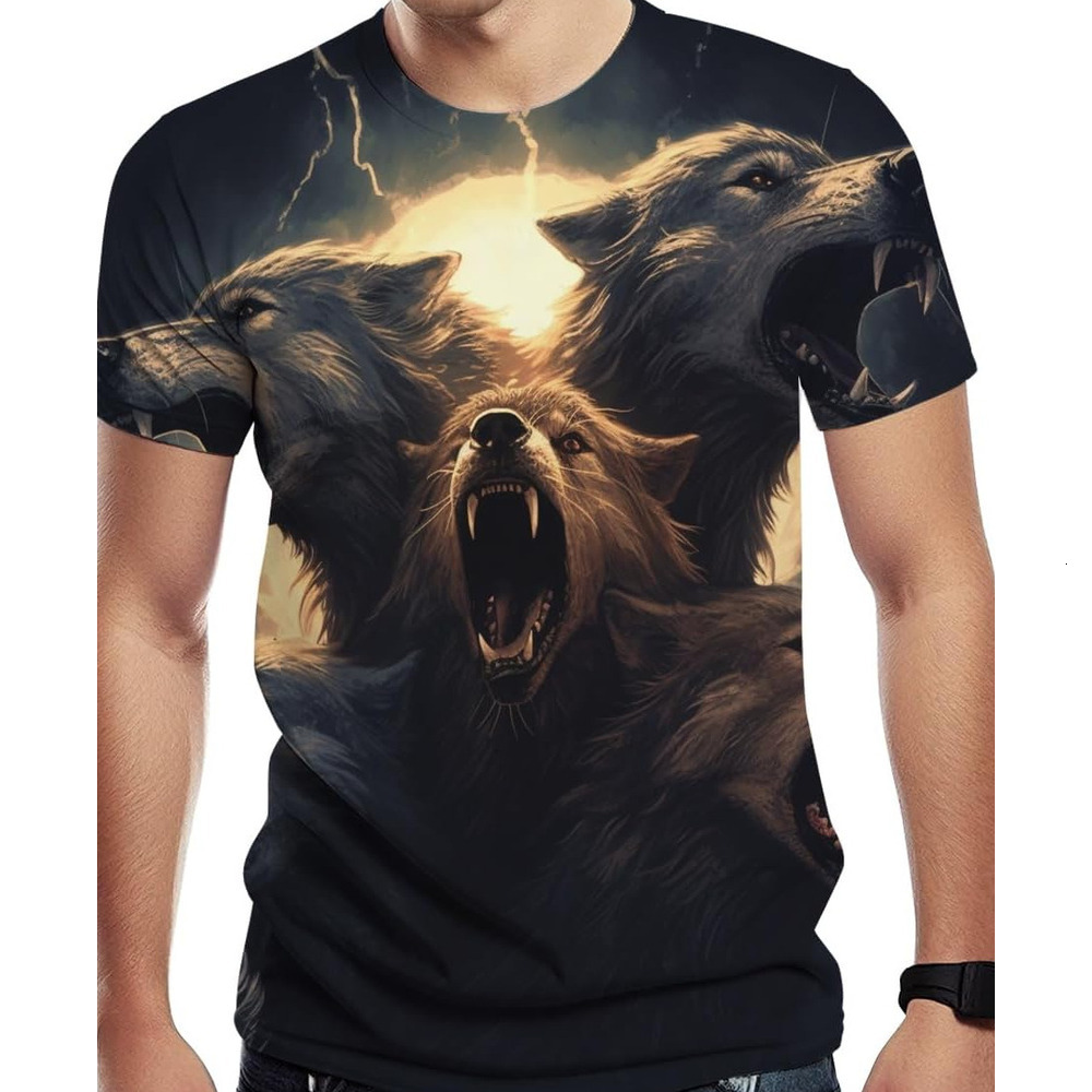 Mens T shirt Men's Wolf Graphic Print cool Novelty Cool T-Shirt tee Casual tops summer clothes Breathable and stylish