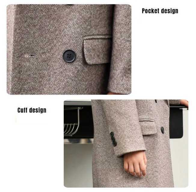 Childrens winter warm wool coat boys and girls windproof outdoor long jacket school childrens foam birthday Par photography wool coat W241023