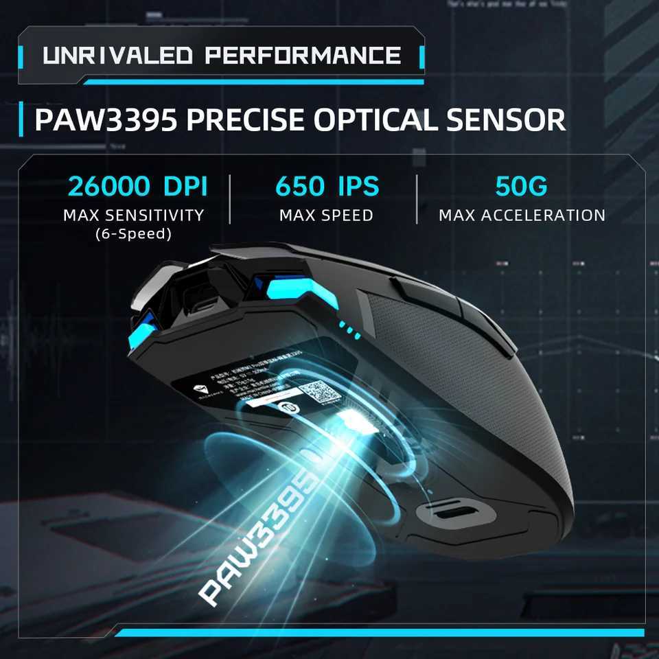 Wireless Gaming Mouse Machenike M7 Pro PAW3395 26000DPI 74g RGB For Laptop PC Mouse Gamer Kailh Switch Programmable RechargeableLX241024