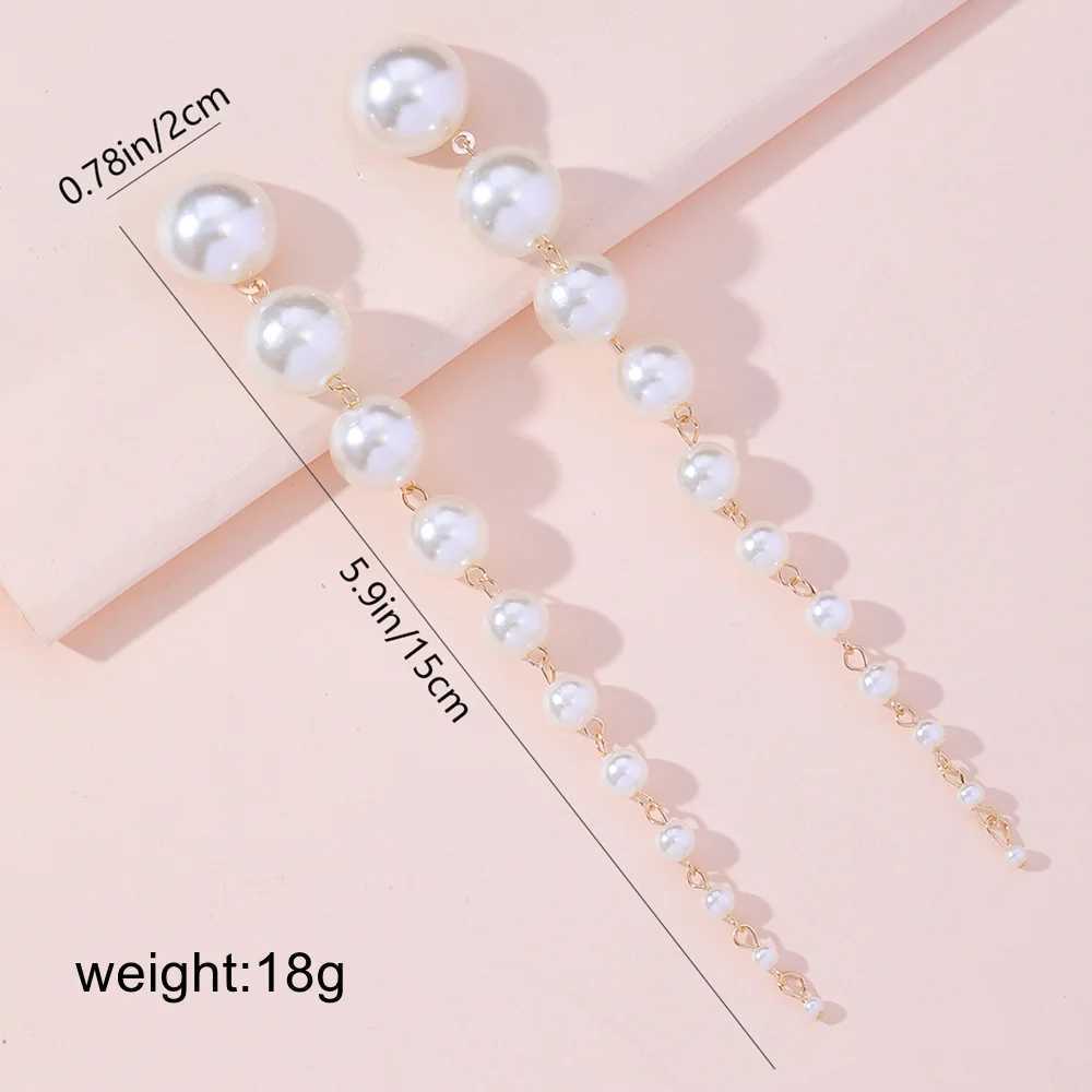 Womens long pendant earrings 2024 trend elegant imitation pearl tassel earrings wedding party jewelry decoration W241023