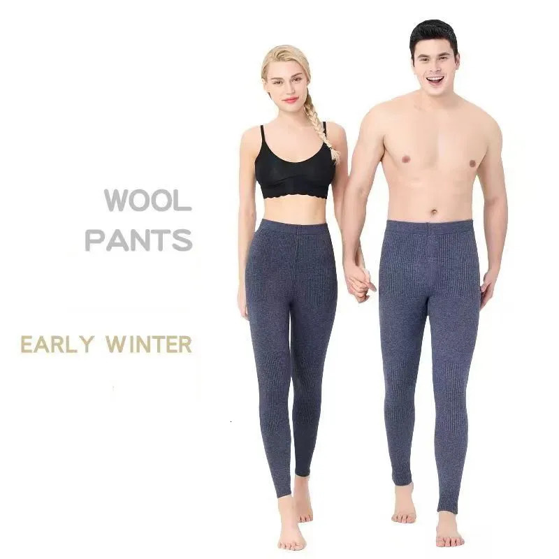 100 Wool Women Winter Warm Pants Men Underwear Thermal Leggings Long johns Man Merino Tights Couple Slim Fit Knitted 241017