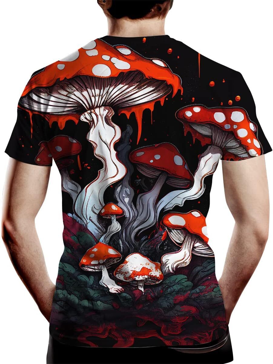 Mens T shirt Creative Mushroom Print T-Shirt Summer Fashion Tee Top Shirt for Men's tee Casual tops summer clothes Breathable trend