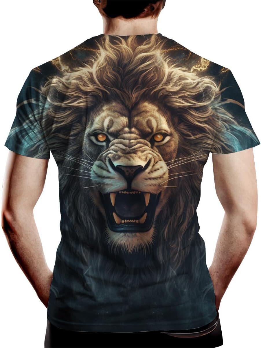Mens T shirt Men's Novelty Lion Graphic Print Tee Men's Casual tee Casual tops summer clothes Fashionable and cool