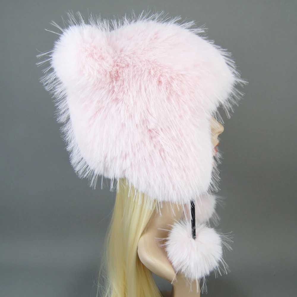 Winter accessory with ear piece suitable for Winot hat Korean rabbit skin Bber catcher thick puffy warm earmuff X241023