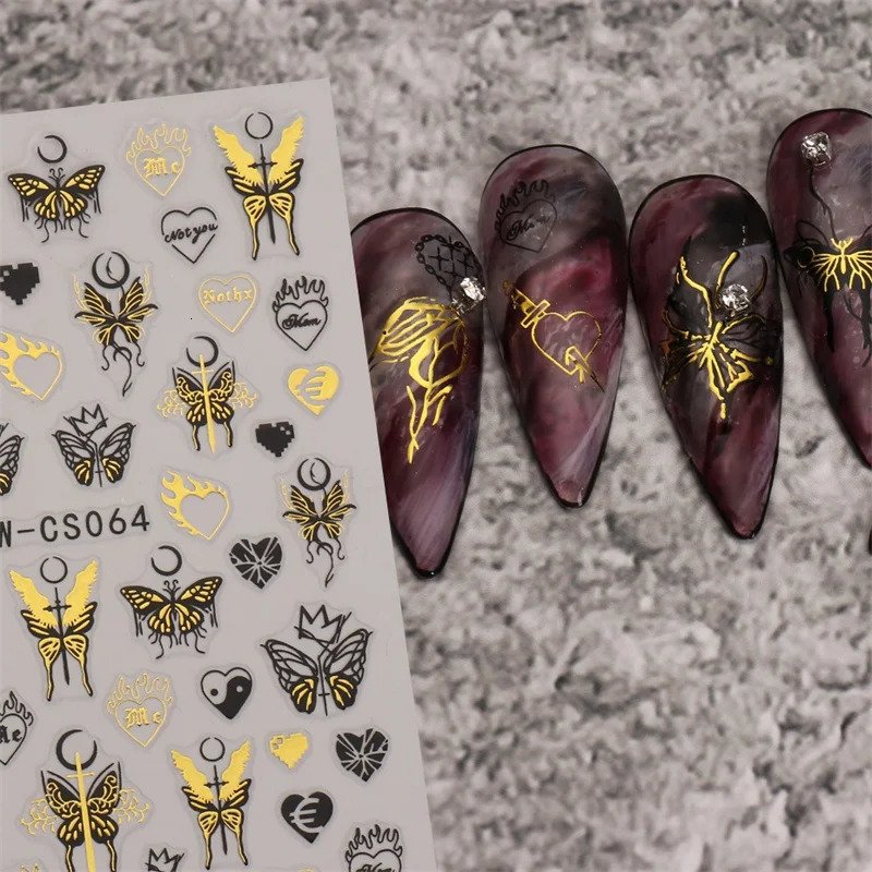 50/100 pieces of Ins style 3D adhesive nail art stickers healthy and can be unloaded bronze nail art stickers creative handmade 3D effects 241024