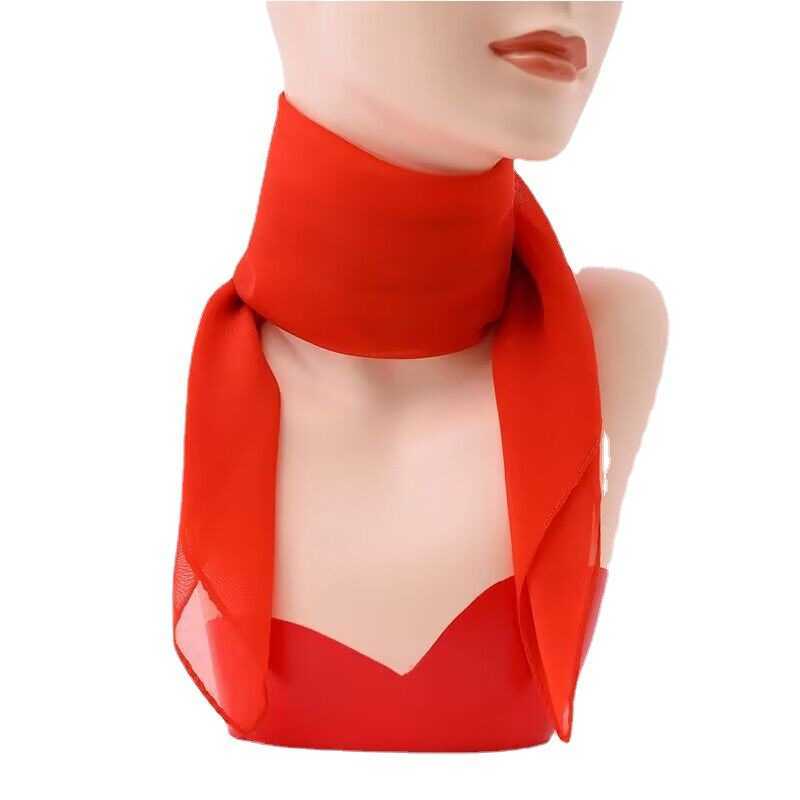 Solid color chiffon versatile short small square warm silk neck spring and autumn womens protection go scarf designers