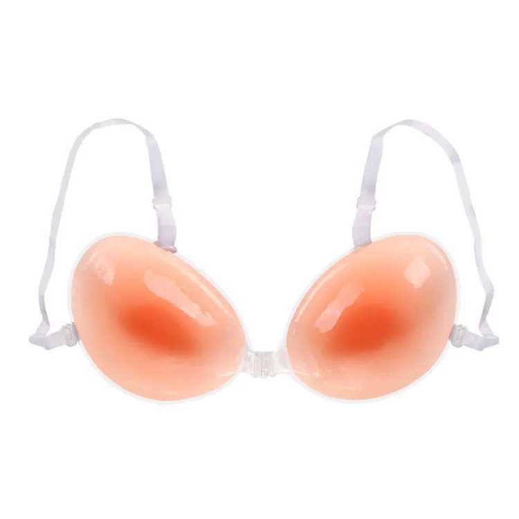 Sexy Invisible bra 3cm thick Self-Adhesive Strapless Silicone Breast Push up Bra with Clear Straps Size A B C DXJ241024