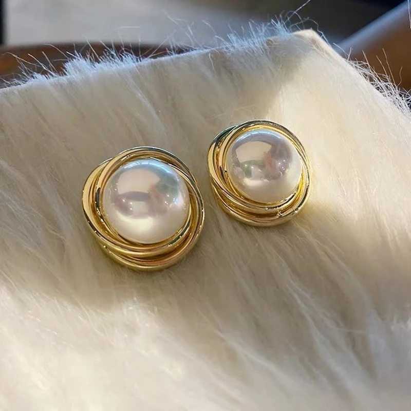 New Minimalist Retro Weave Imitation Pearl Stud Earring for Women Girls Party Jewelry Wedding Friend Birthday GiftX241023