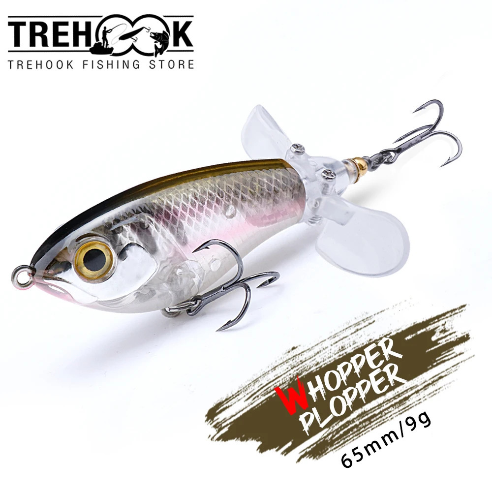 TREHOOK 9g8g14g17g24g Topwater Whopper Popper Fishing Lures Rotating Double Propeller Tail Artificial Bait Floating Wobblers 241024