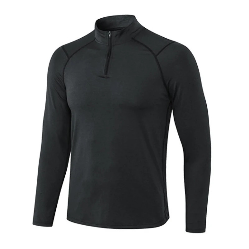 Mens long sleeved UPF 50T-shirt 1/4 zipper fishing and running Rush protective T-shirt mens fitness and leisure T-shirt 241024