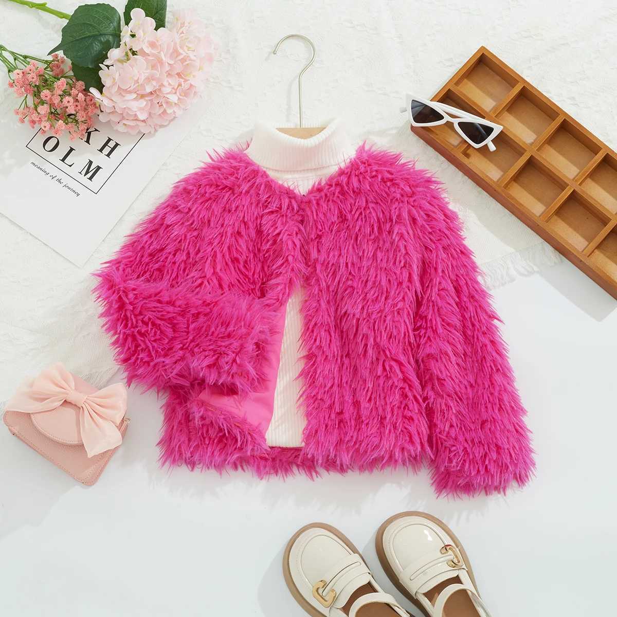 Autumn and Winter Fashion Girls Solid Color Fur Anti Fur Thick Coat Fashion Trend European and American Cardigan Top W241023