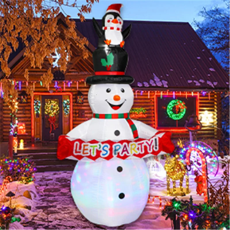 2.4-meter/8-foot Christmas decoration inflatable snowman with LED lights indoor decoration Christmas party outdoor courtyard props decoration 241024