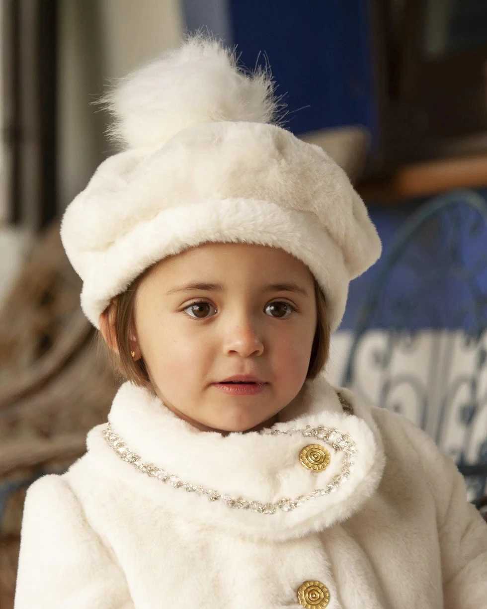 1-12Y Baby Girl Autumn White Palace British Spanish Princess Wool Coat Leisure Holiday Par Christmas W241023