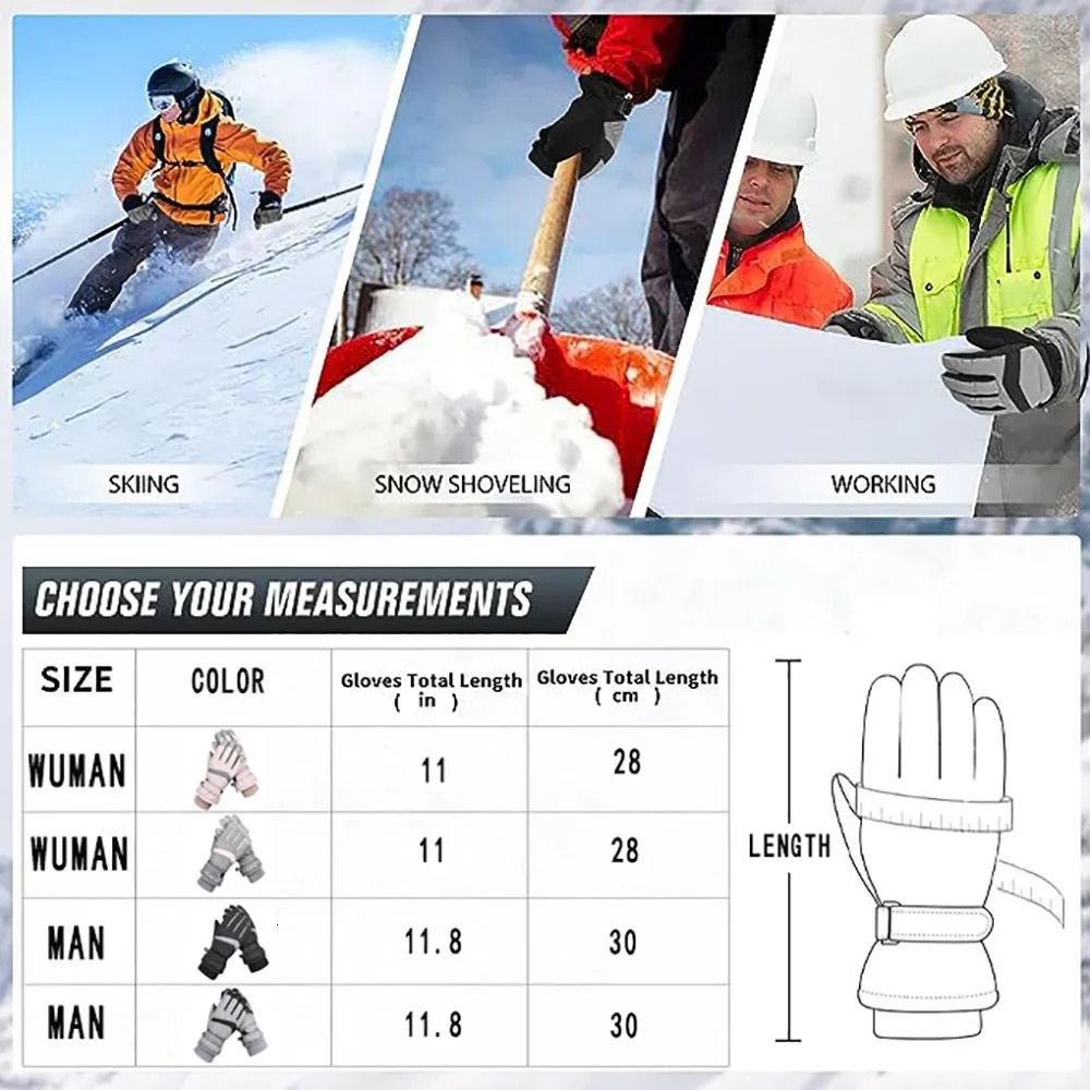 Ski Gloves Waterproof Windproof Anti Sli Warm Thermal Touchscreen For Men Women Outdoor Winter 241024