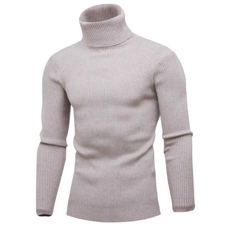 New Autumn Winter Turtleneck Sweater Men Solid Color Casual Wool Knitted Pullovers Sweater Mens Slim Fit Pullover Mens Clothing LX241024