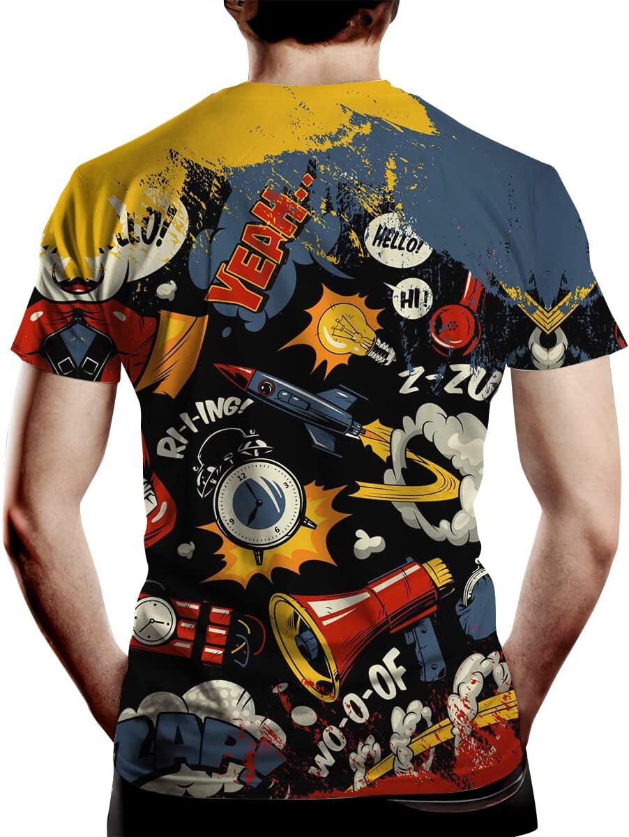 Mens T shirt Men's Cool T Shirt with Graffiti Graphic Print, Street Novelty Tee, Best Birthday Casual tops summer clothes Breathable trend