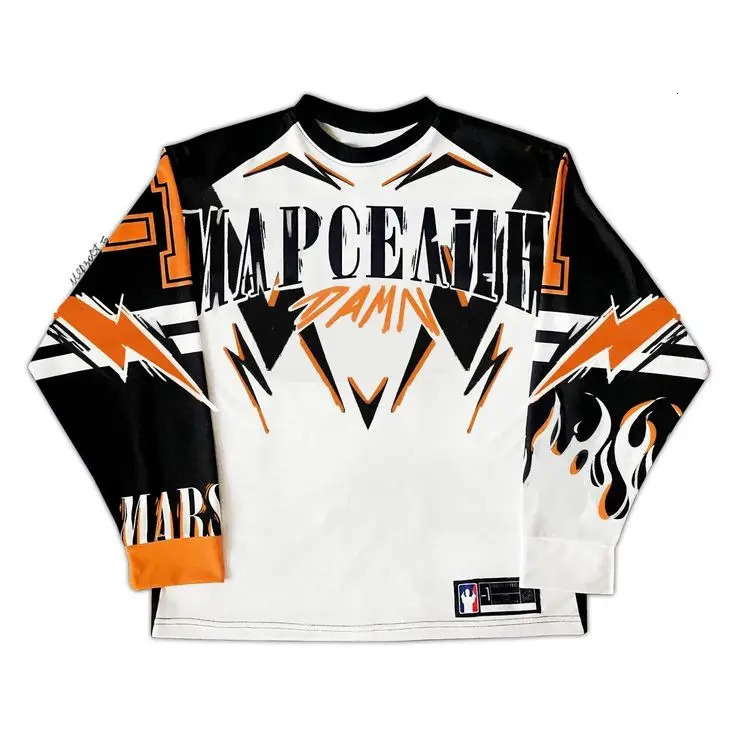 Y2K Sportswear Mens Harajuku Hip Hop Super Size TShire Breathable Staff Collar Cotton Long Sleeve Top 241024