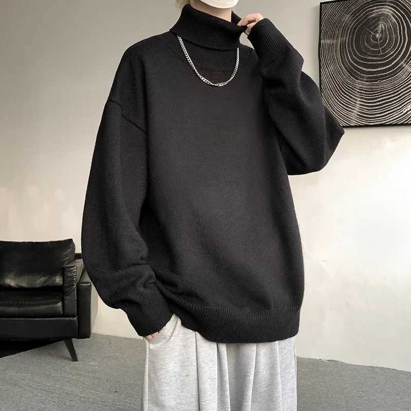 plus size Mens turtle Neck Sweater Idle Style White Knit Inner Autumn Winter New Trendy Brand Cashmere Pullover 8XL 7XL 6XL 5XL LX241024