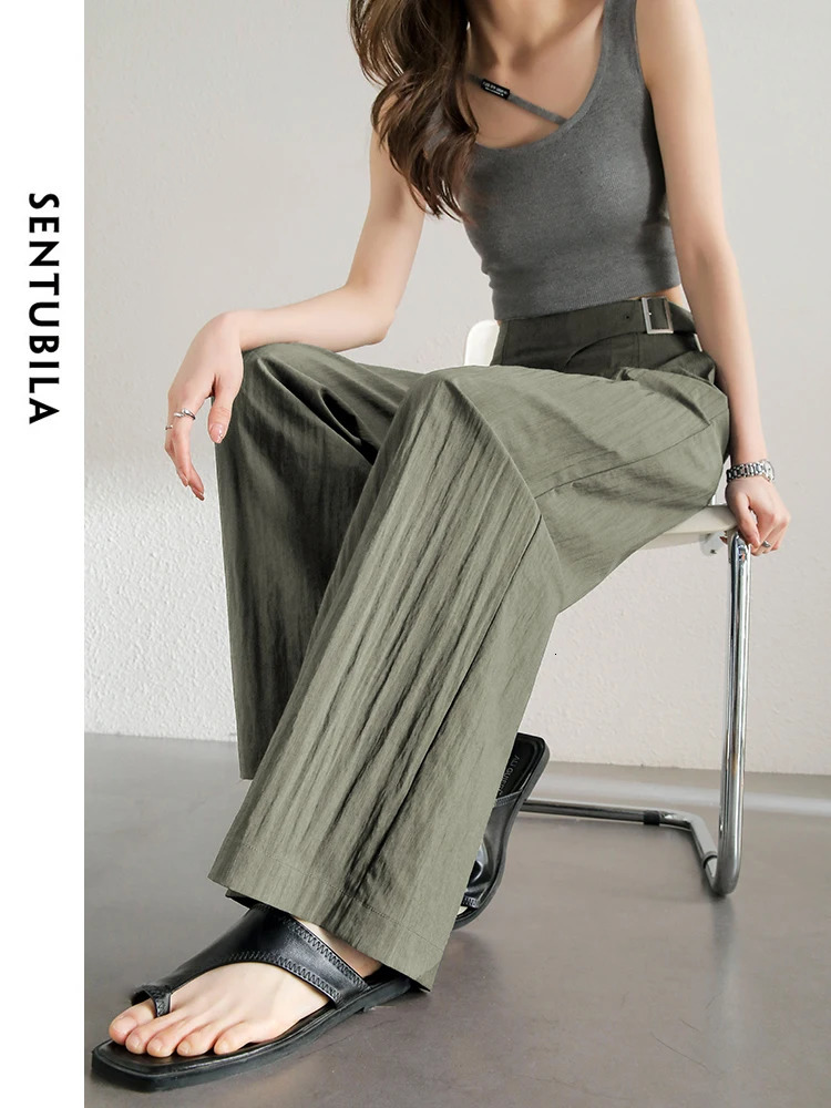 SENTUBILA Womens High Waist Bag Pants Spring/Summer Loose and Lightweight Dragging Wide Leg Pants Womens Trouser 142K54416 241023