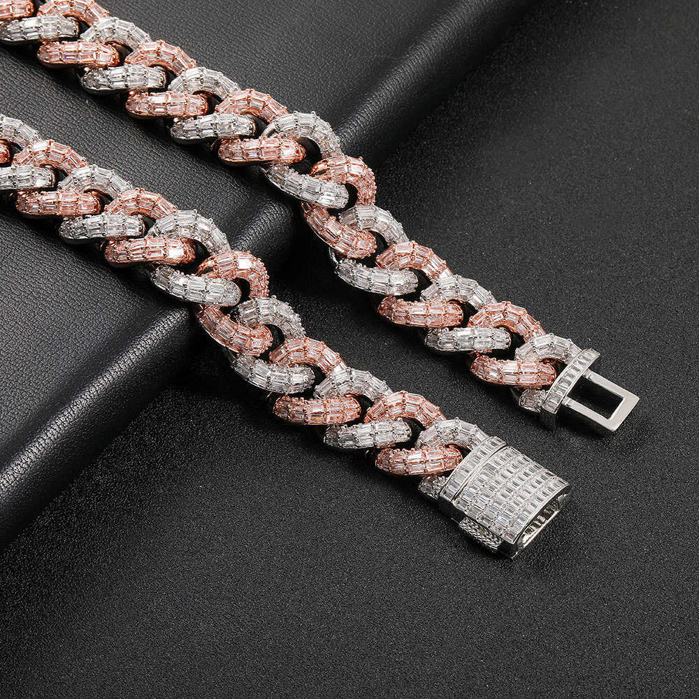 hip hop 21mm flip cuban three rows of t shaped collarbone chain exaggerated personality ins men's necklace