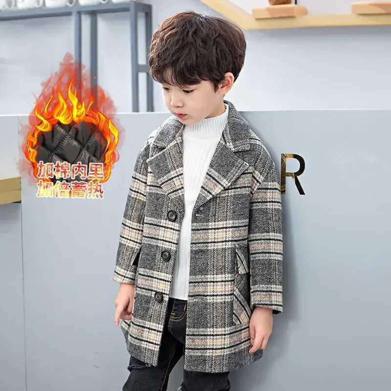 Boys coarse woolen coat foreign chiffon coat 2022 autumn and winter new mini set childrens baby clothing W241023