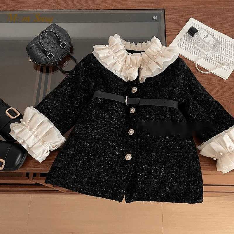 Baby girl princess cotton pearl jacket with ruffled edges childrens coat with outer cover warm spring summer winter baby clothing 18M-10Y W241023